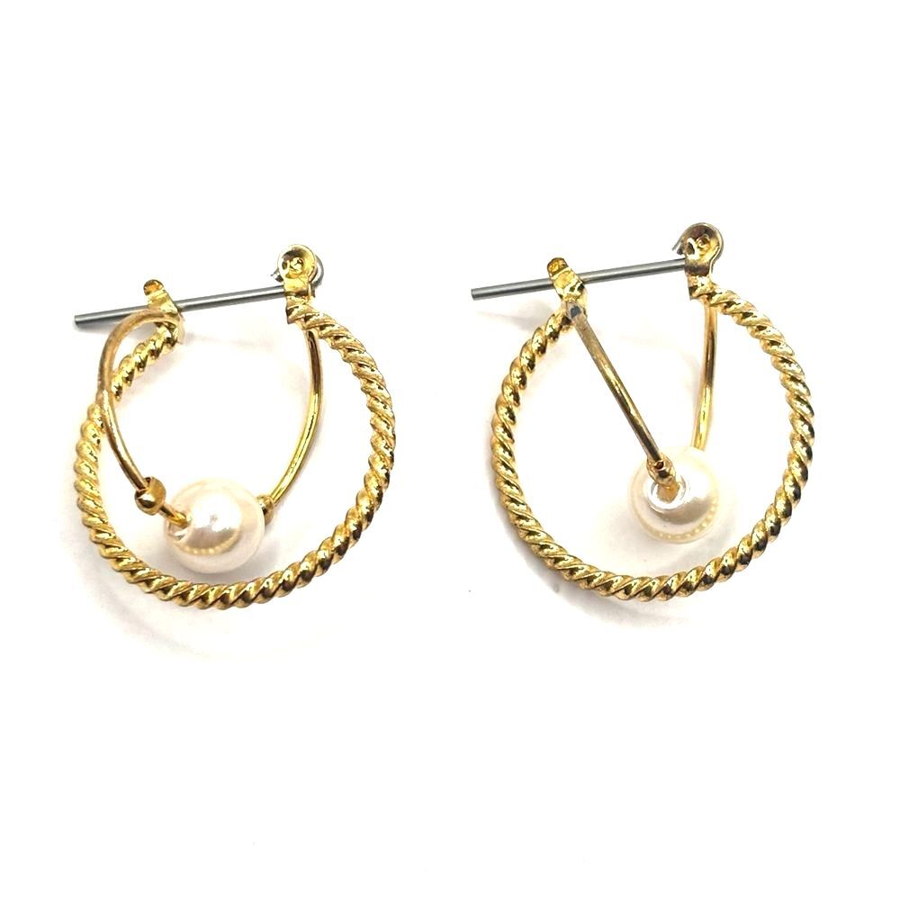 Elegant Gold Pearl Hoop Earrings